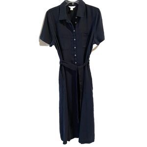 Caslon Nordstrom Shirt Dress Dark Blue‎ Size Medium Belted